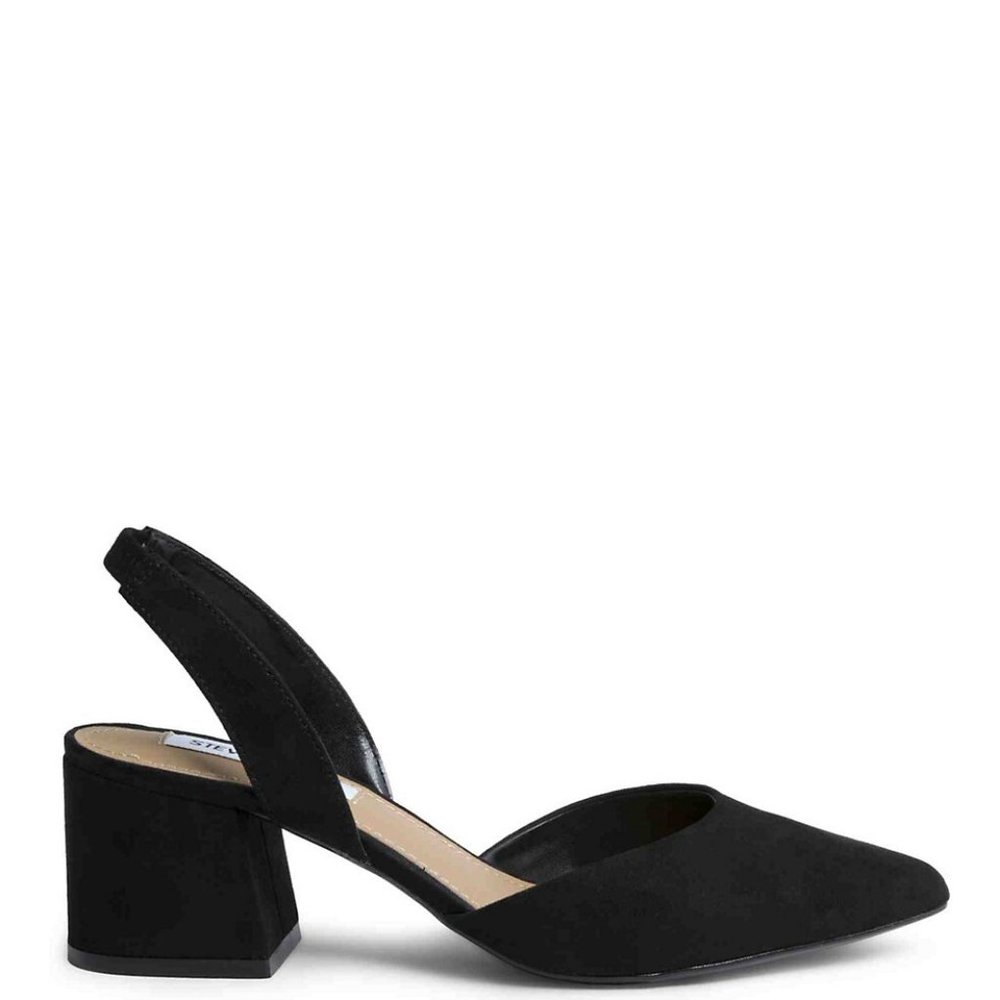Steve Madden Black Suede Slingback Block Heel Pumps